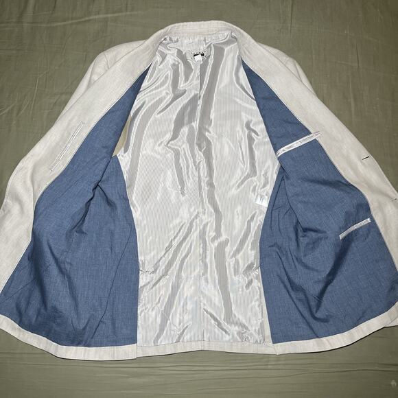 Joseph Abboud Mens Size XL Blazer Sport Coat Linen Blend Elbow Patches **READ** - Picture 3 of 11